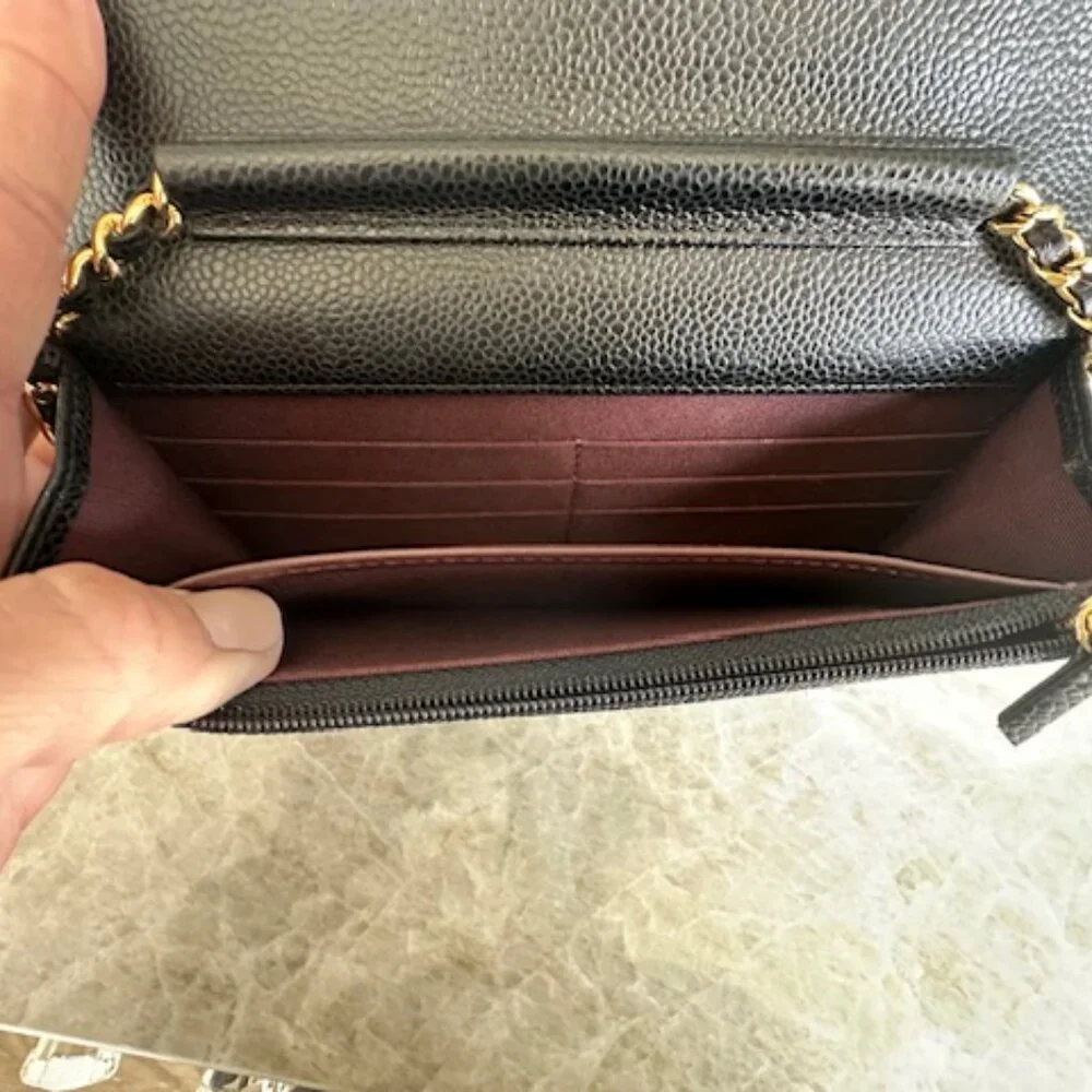 Chanel Lambskin Caviar Black Wallet On Chain Gold Hardware - Picture 13 of 15